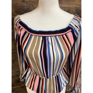 Women’s Lulus Multi-colored Striped off the shoulder‎ Blouse